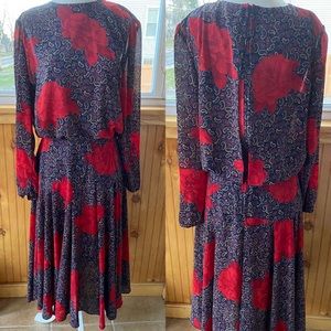 Vintage 80s/90s floral red and blue dress